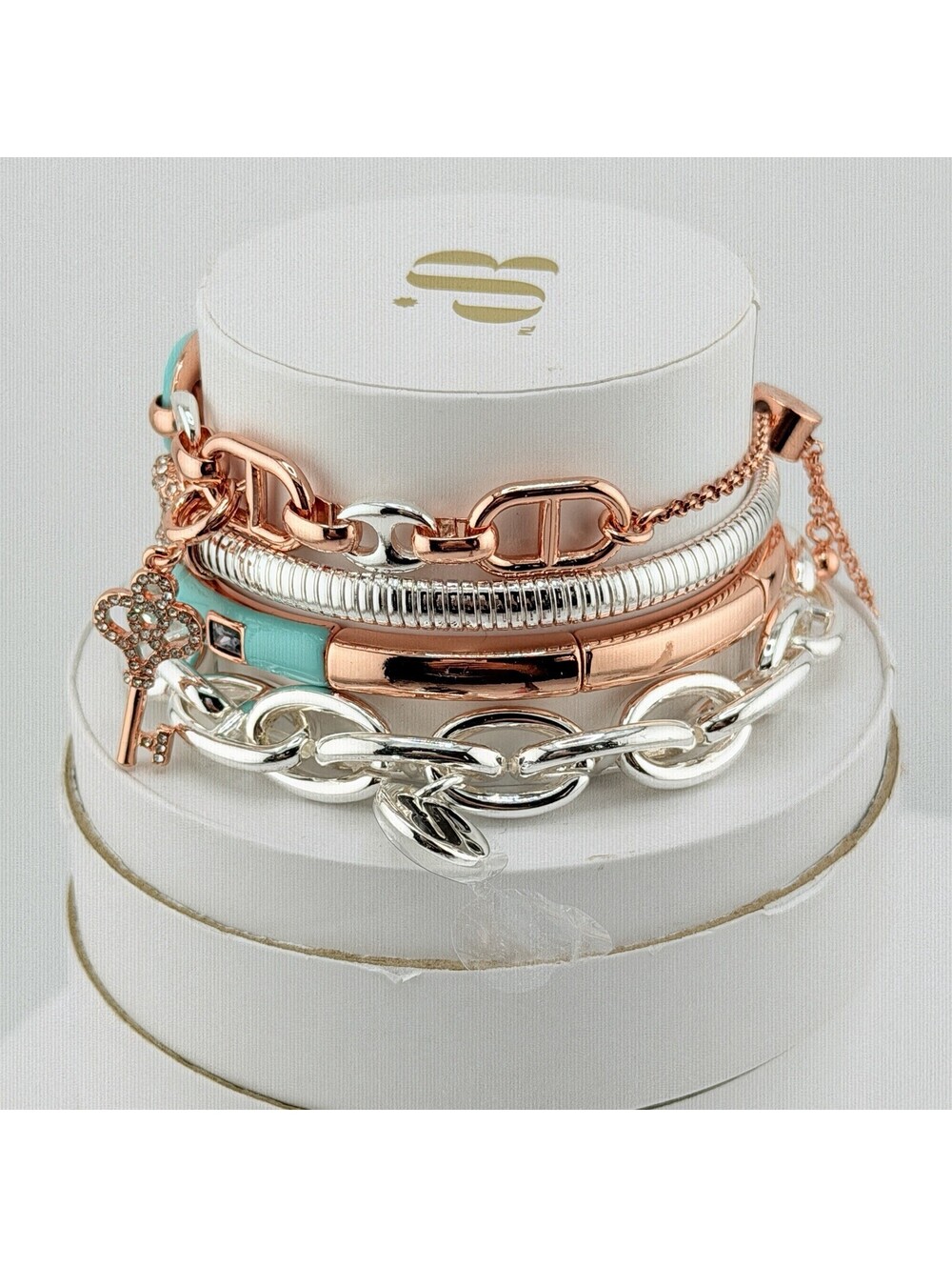 Bomb Party Spring Stack “Key To Your Sparkle” RARE UNICORN on Rose Gold Lock/Key - Picture 4 of 5